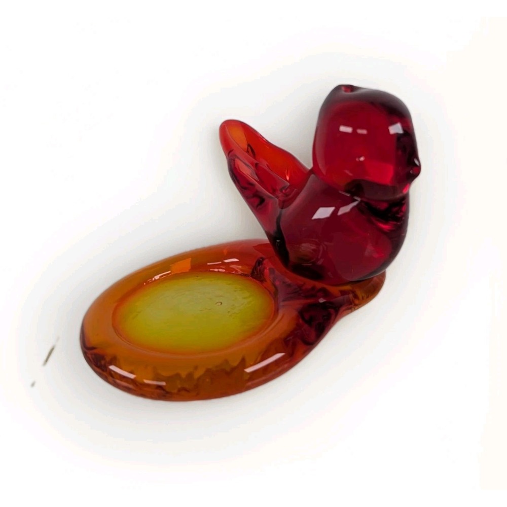W.Ward 1996 Glowing Glass Cardinal Of Love Red Bird Titan Sticker on Base Vntg